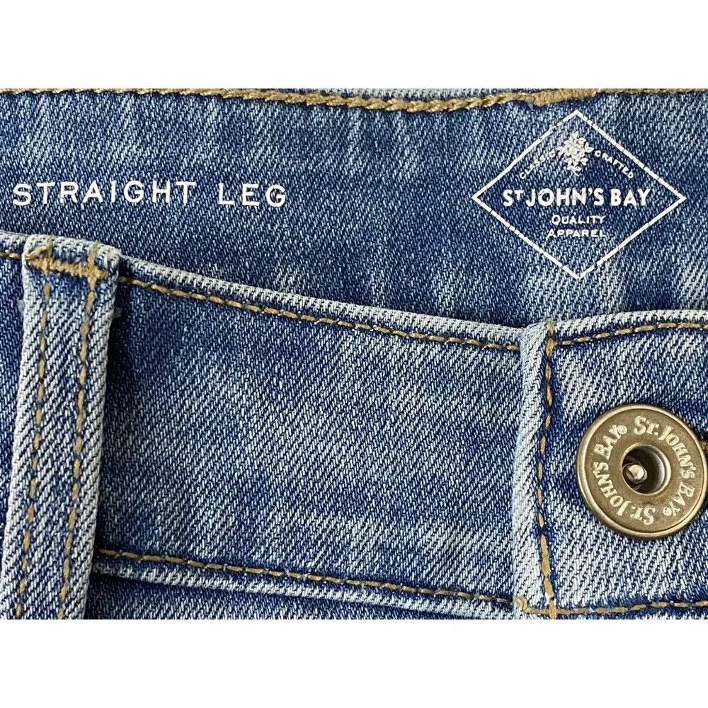 St. John’s Bay Women’s Straight Leg Jeans Size 2S Blue Stretch Denim - Picture 4 of 13